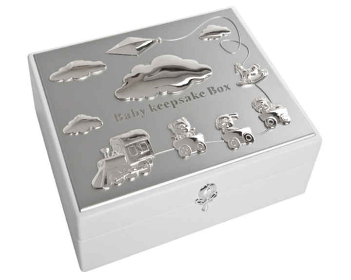 01. Keepsake Box, white with silver plate